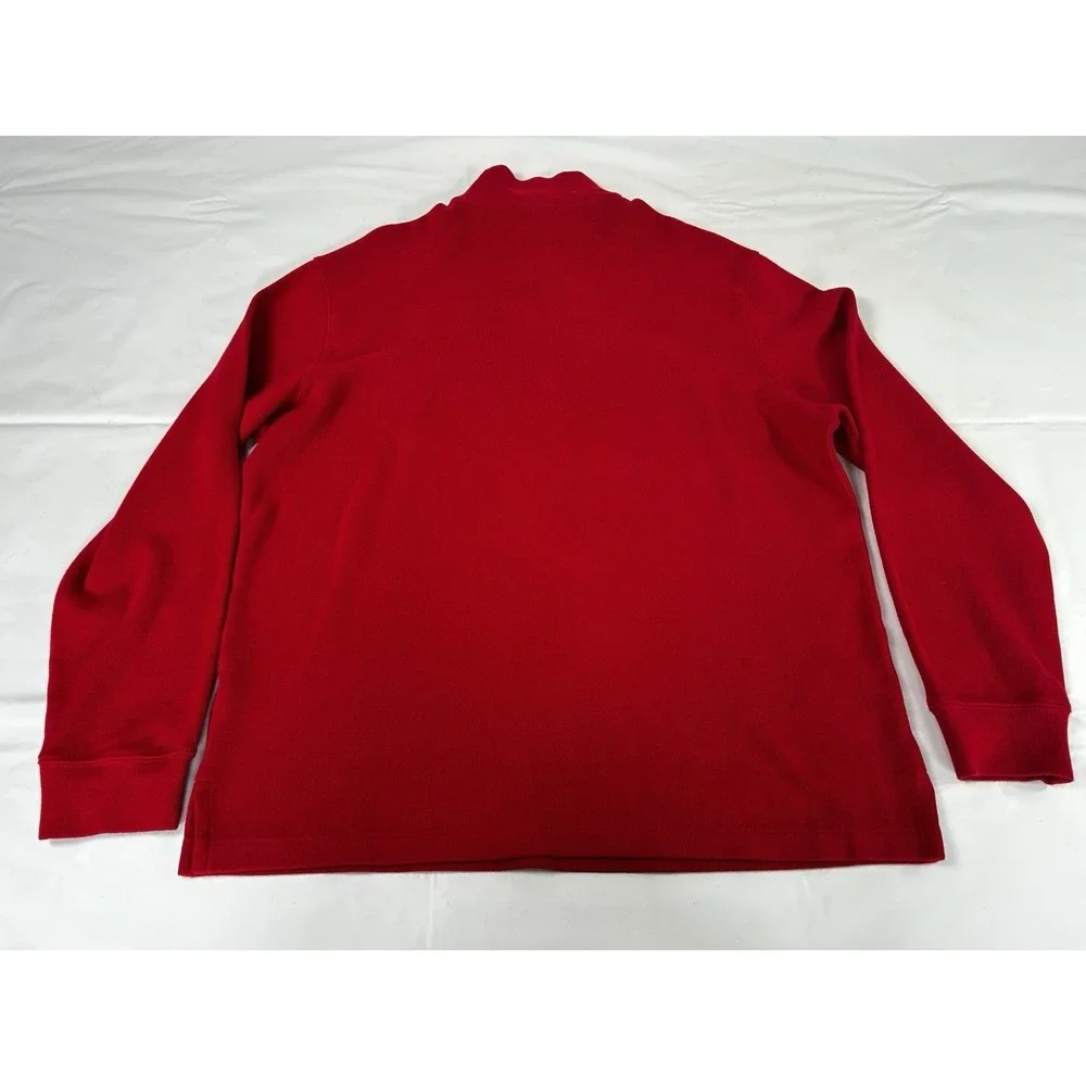 Polo Ralph Lauren Men's XL Red Cotton Tight Knit Mock‎ Neck Quarter Zip Pullover